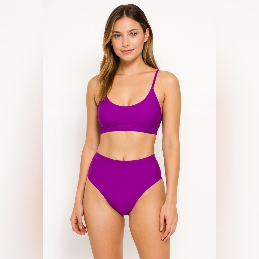 Emme Jordan Purple Swimsuit Bikini Set High Waist Racerback Size S